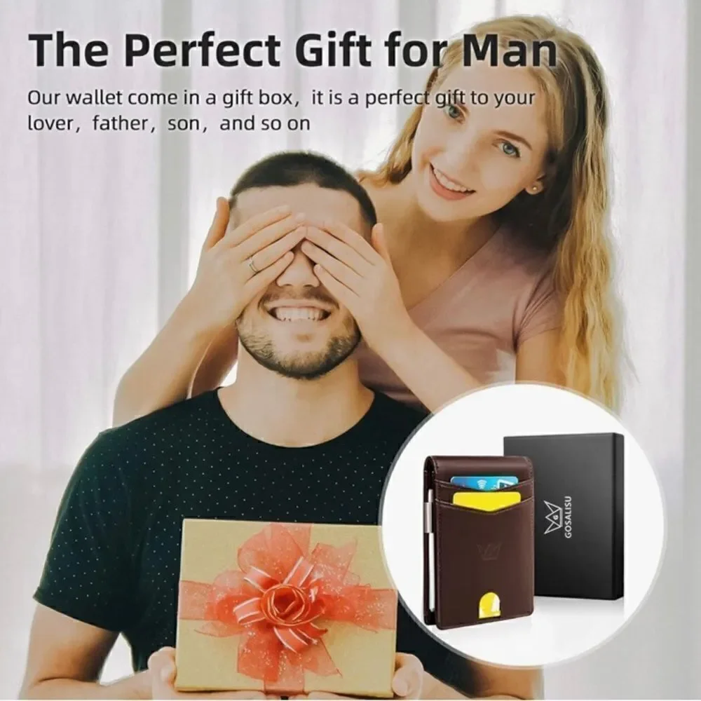 Men’s Slim Wallet With Money Clip RFID Protection 11 Card Slots Vegan